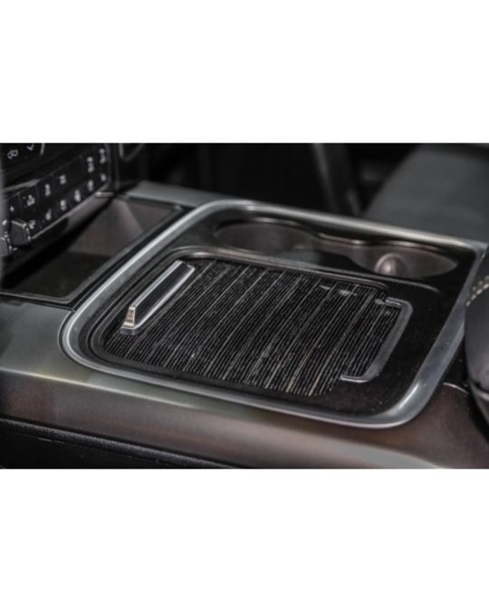 Mopar Console Tray Upgrade Silver W/ Black Wood