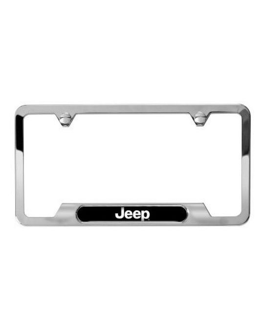 Mopar License Plate Frame Polished W/ Jeep Logo