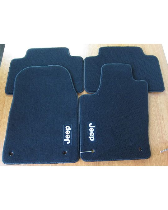 Mopar Floor Mats Carpeted First & Second Rows Black W/ Jeep Logo