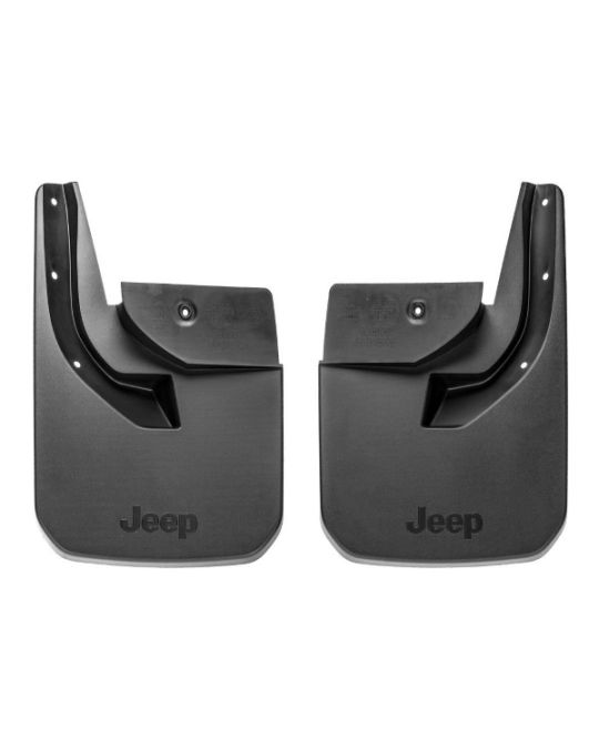 Mopar Sahara And Sport Splash Guards Rear Pair Black Paintable With Jeep Logo