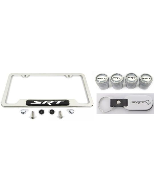 Mopar License Plate Frame Gift Set SRT Polished Chrome