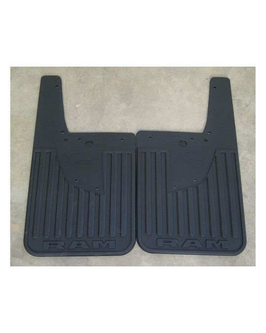 Mopar Rear Splash Guards Kit Of Two Flat Black With RAM Logo For Trucks With Fender Flares