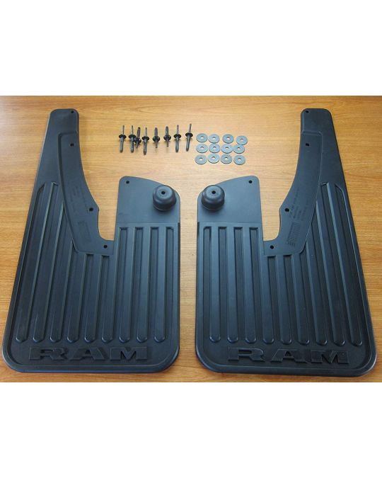 Mopar Front Splash Guards Kit Of Two Flat Black With RAM Logo For Trucks Without Fender Flares