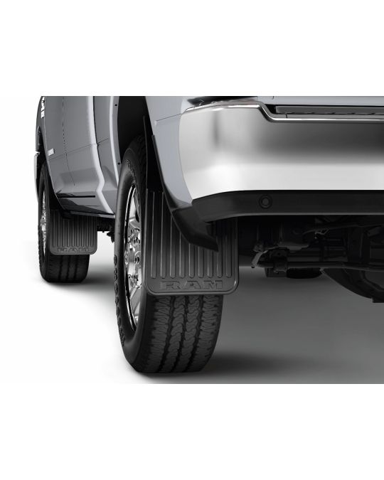 Mopar Rear Splash Guards Kit Of Two Flat Black With RAM Logo For Trucks Without Fender Flares