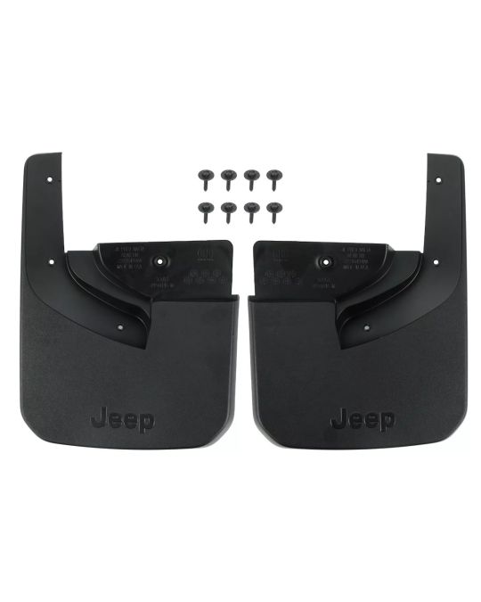 Mopar 4XE PHEV Sahara And Sport Rear Splash Guards Kit Of Two Black With Jeep Logo