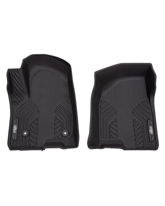 Chevrolet Premium All Weather Floor Liners Jet Black With Bison Logo Crew & Extended Cab First Row For Models With Center Console