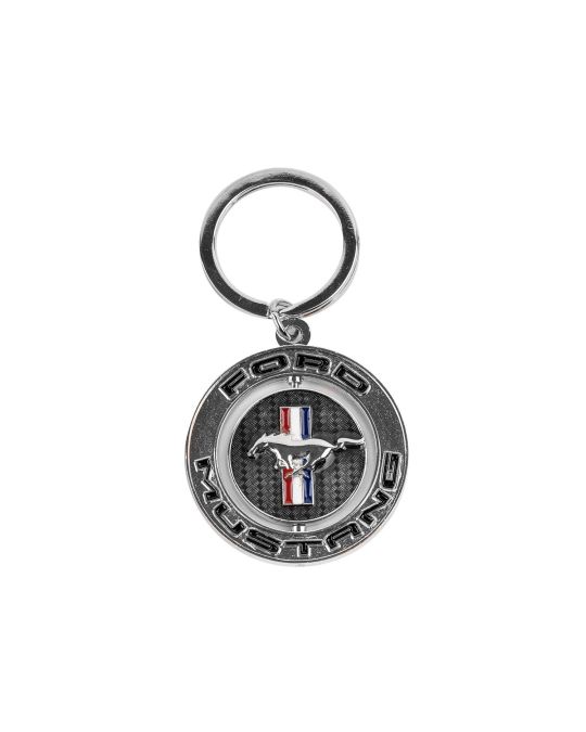 Ford Mustang Pony Tri Bar Emblem Keychain With Spinning Center