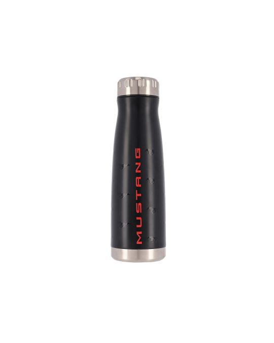 Ford Stainless Steel Water Bottle Black With Red Mustang Logo
