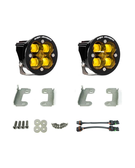 Mopar Kit Of Two Squadron-R SAE Fog Pocket Lights For OE Sahara Bumper On Road Off Road With Amber Lens By Baja Designs