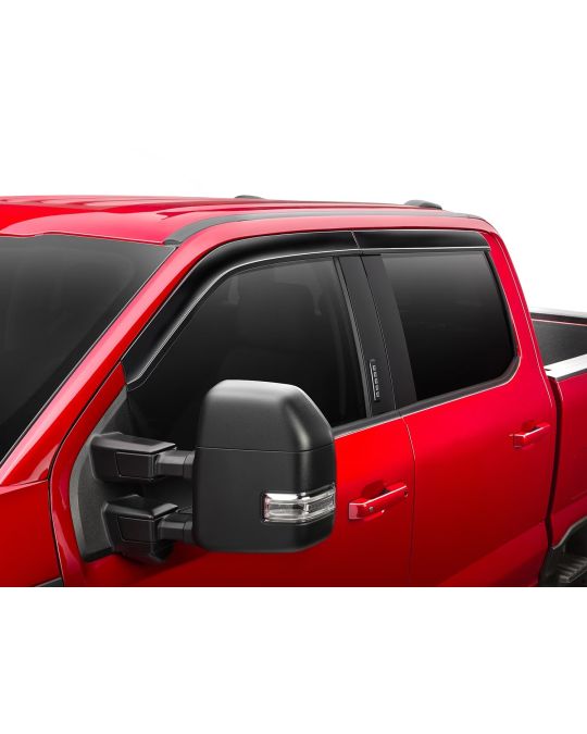 Ford Window Air Deflectors Low Profile For SuperCrew Smoke Color Four Piece Kit
