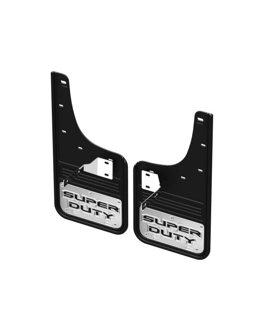 Ford Front Gatorback Splash Guards With Super Duty Logo On Stainless Steel Surround